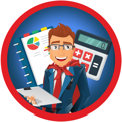 Mr. Bookkeeper logo — caped bookkeeping superhero emblem